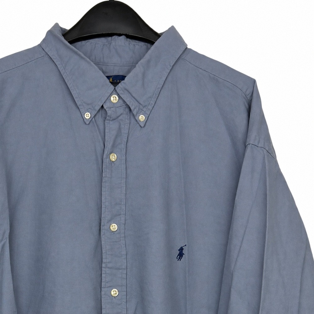 Polo Ralph Lauren Button Down Shirt Mens 4XLT TALL Cotton Long Sleeve Pony Blue